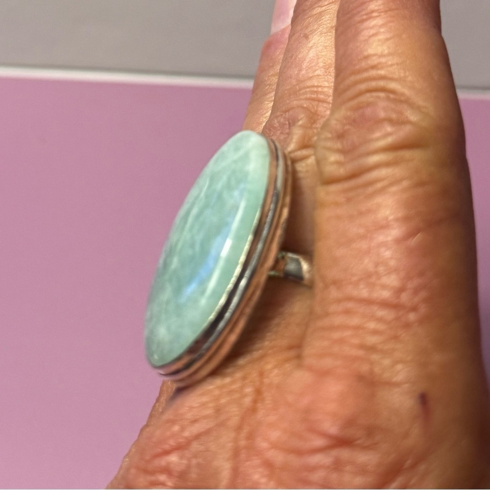 Amazonite 925 Silver Plated Handmade Ring US 5.5. Gorgeous! - Picture 4 of 5